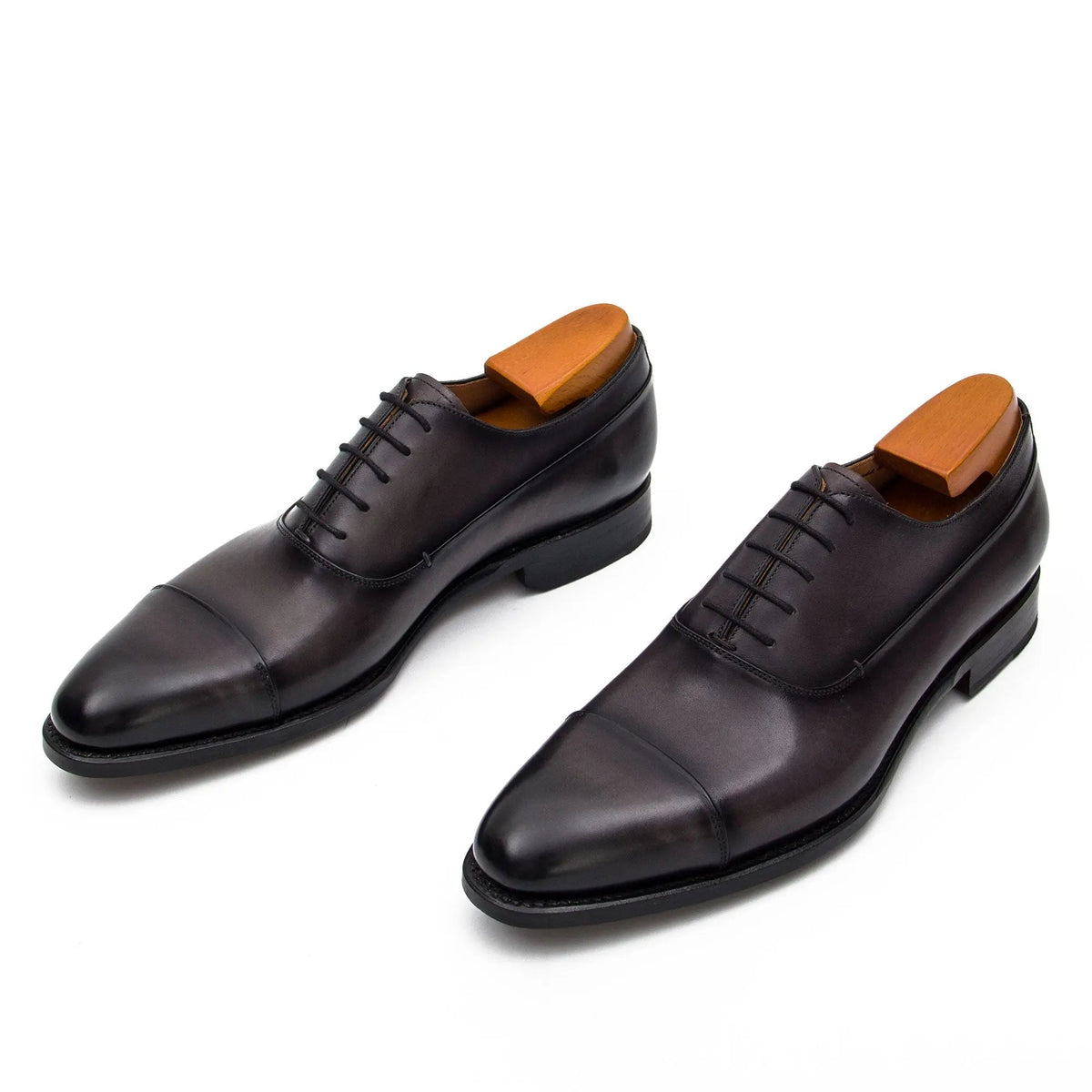 Brown Cap-Toe Calf Leather Oxford Shoes