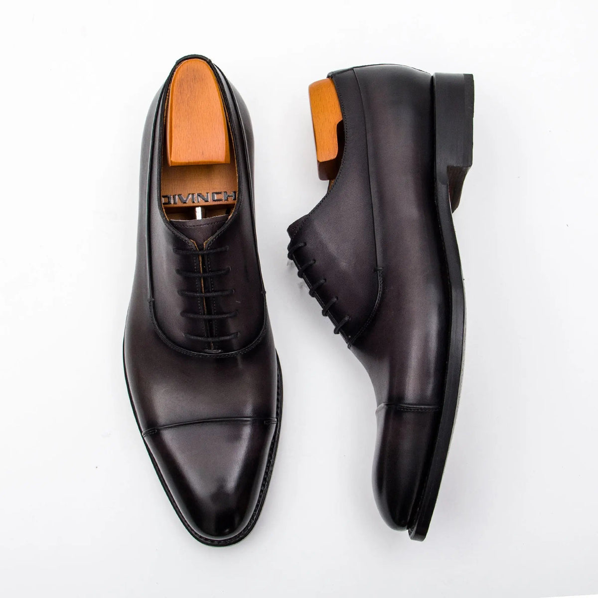 Brown Cap-Toe Calf Leather Oxford Shoes