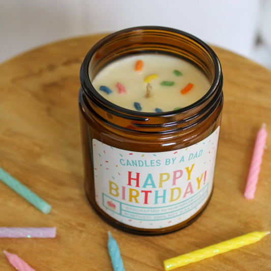 Vela de 7oz de Feliz Cumpleaños con chispas