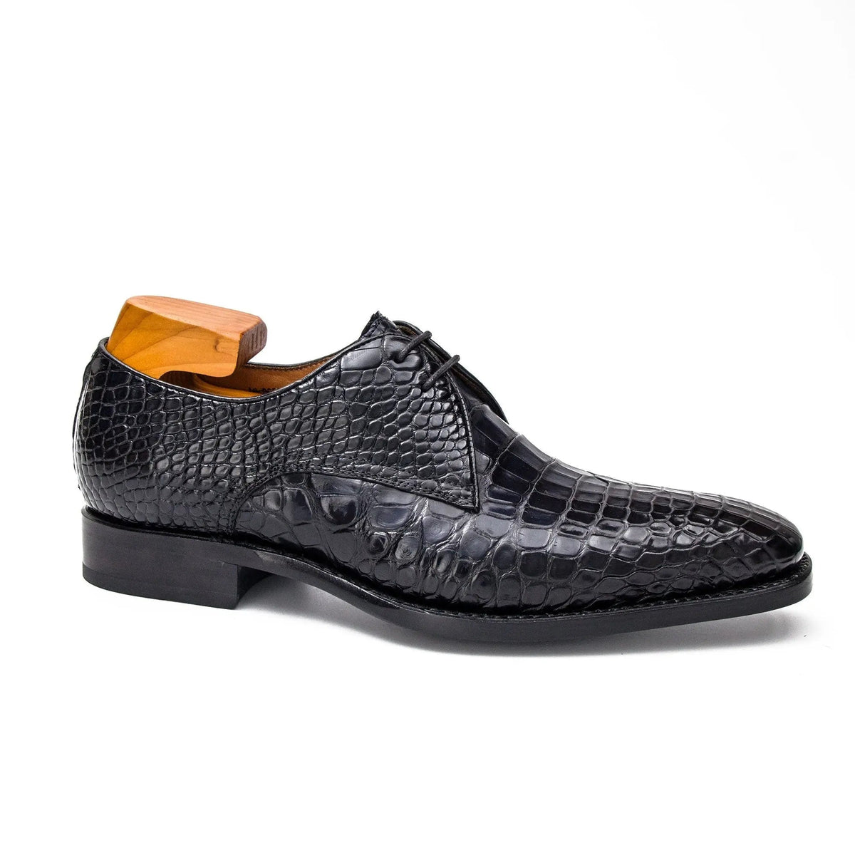 Blue Crocodile Leather Derby Shoes
