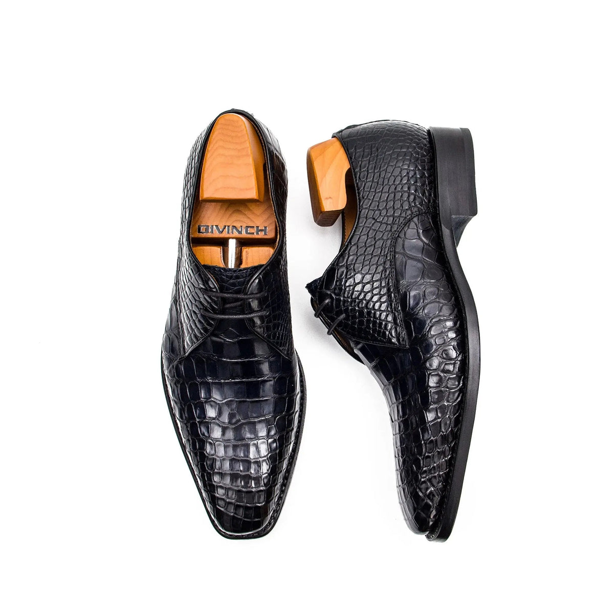 Blue Crocodile Leather Derby Shoes