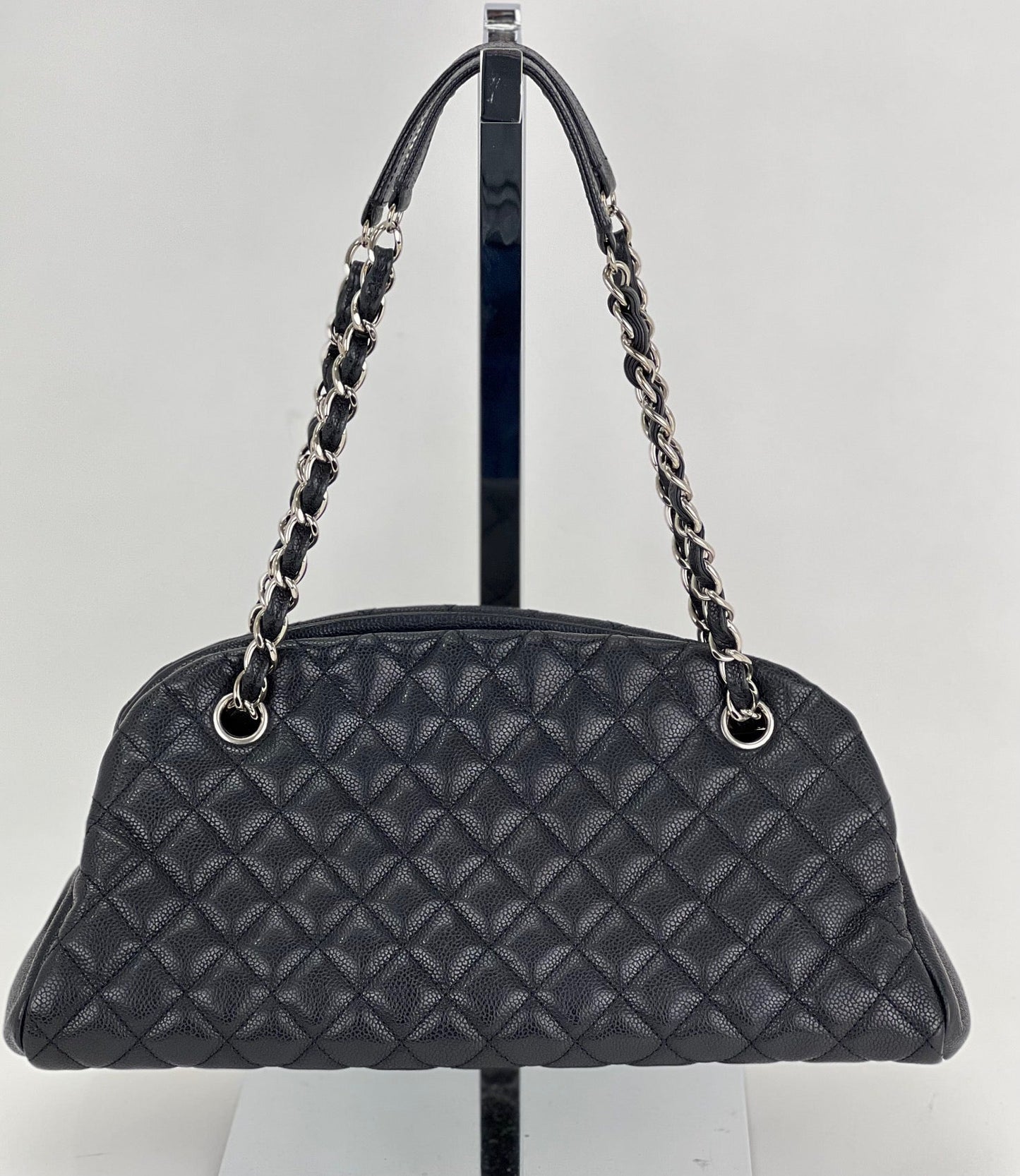 CHANEL Just Mademoiselle Quilted Caviar Black Bowling Shoulder Bag