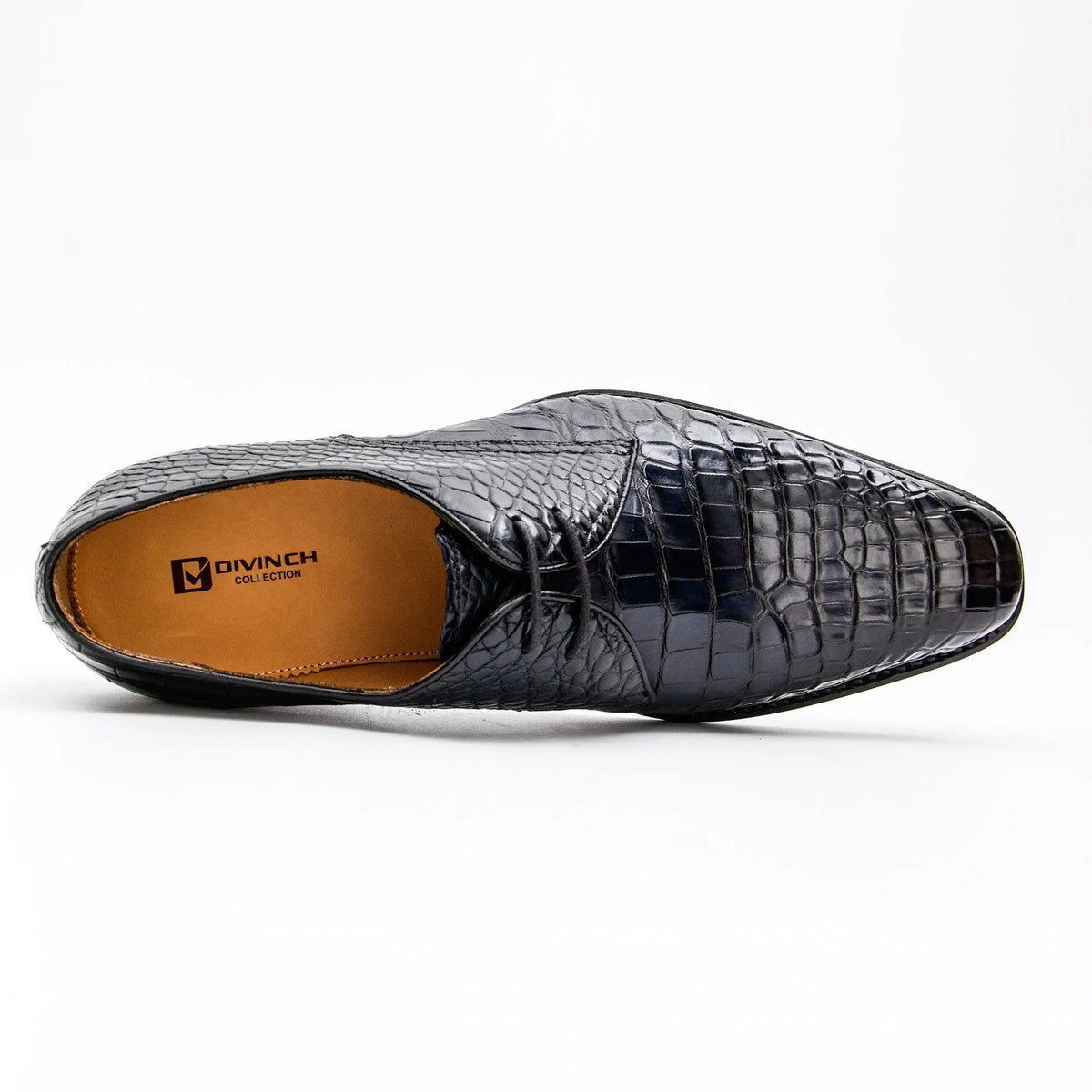 Blue Crocodile Leather Derby Shoes