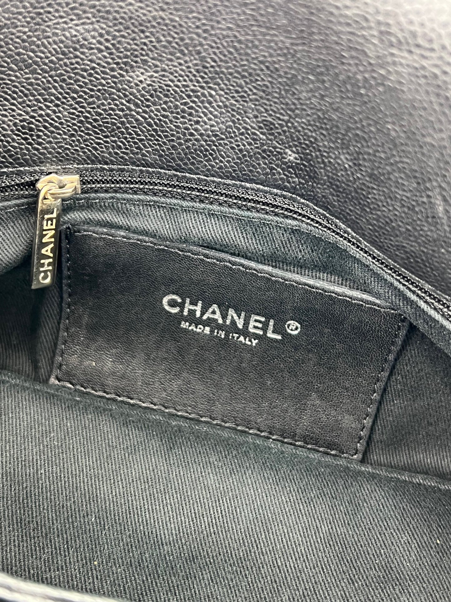 CHANEL Just Mademoiselle Quilted Caviar Black Bowling Shoulder Bag