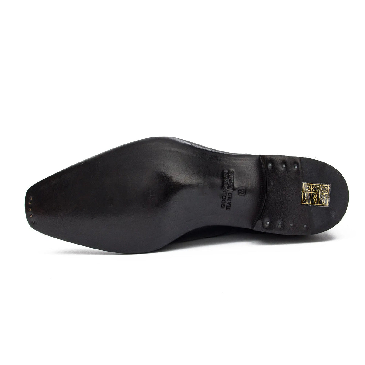 Black Square-Toe Cow Leather Monk Shoes