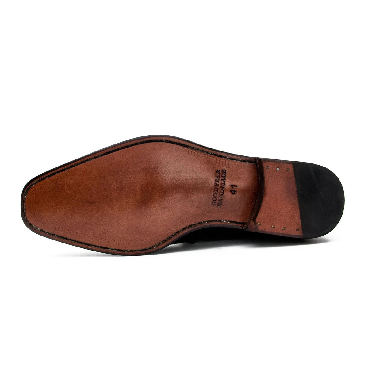 Blue-Black Plain-Toe Cow Leather Derby Shoes