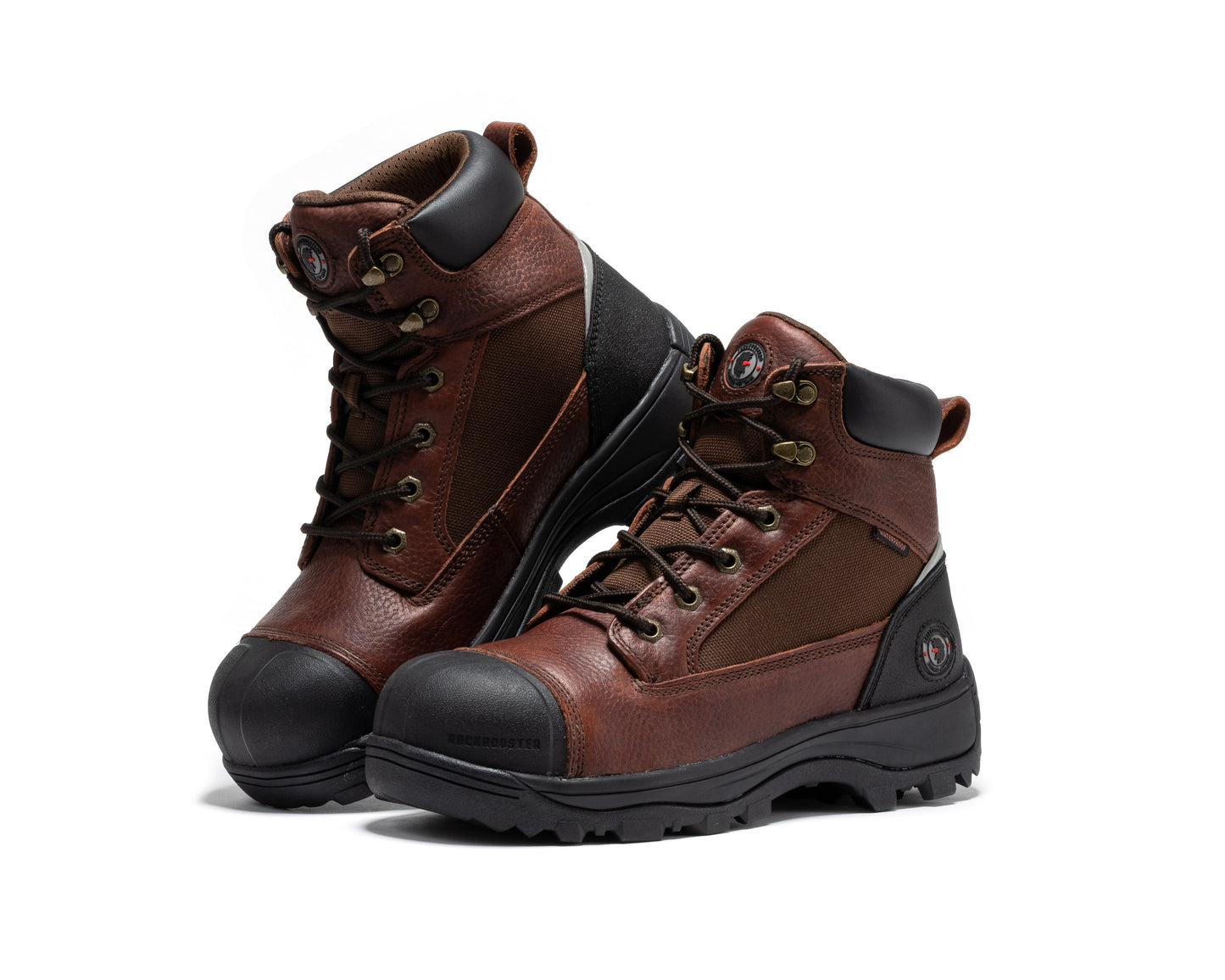 ROCKROOSTER Daviston Botas de trabajo impermeables con puntera de composite de 6 pulgadas, marrones AT872