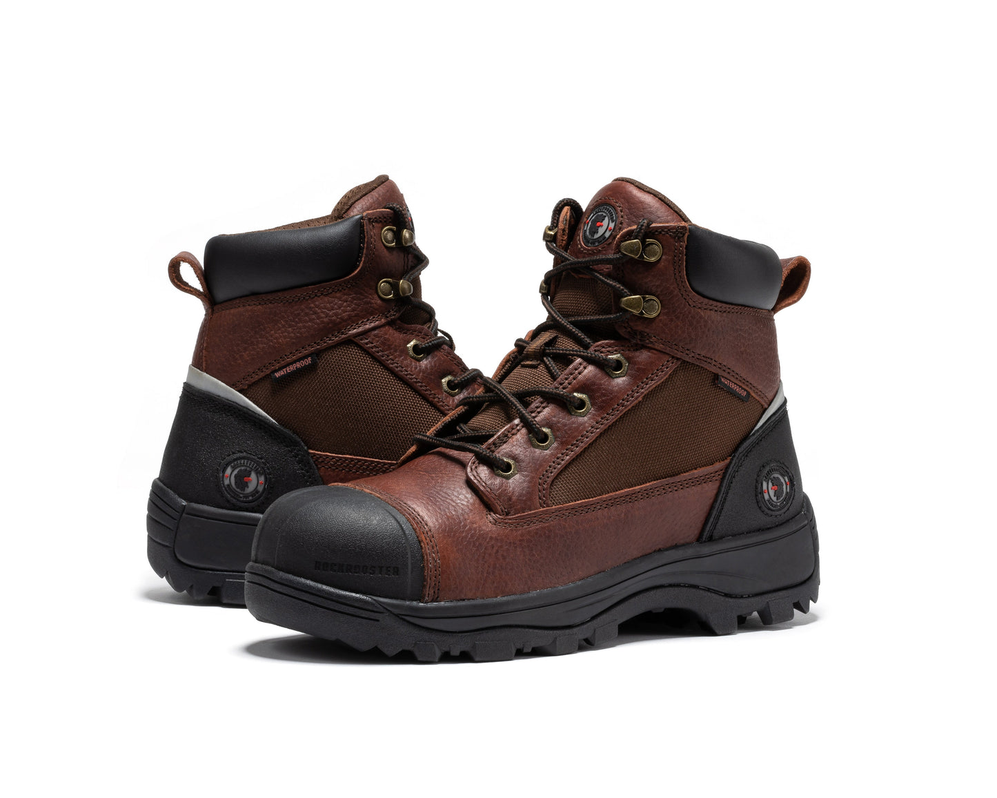 ROCKROOSTER Daviston Botas de trabajo impermeables con puntera de composite de 6 pulgadas, marrones AT872