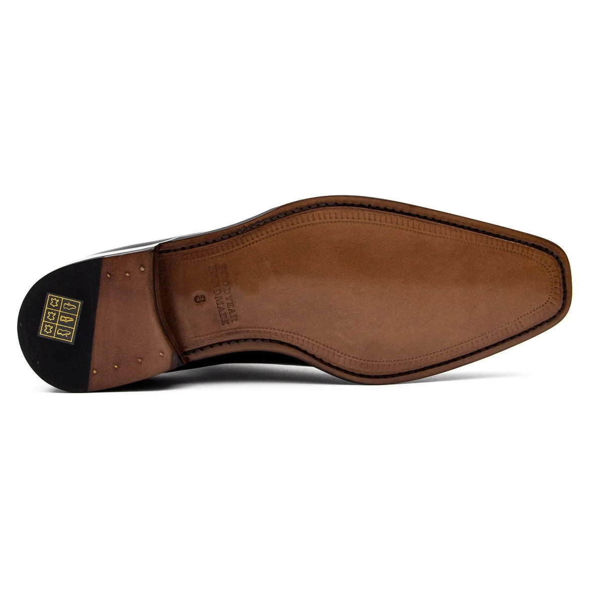 Orange-Brown Square-Toe Calf Leather Derby Shoes