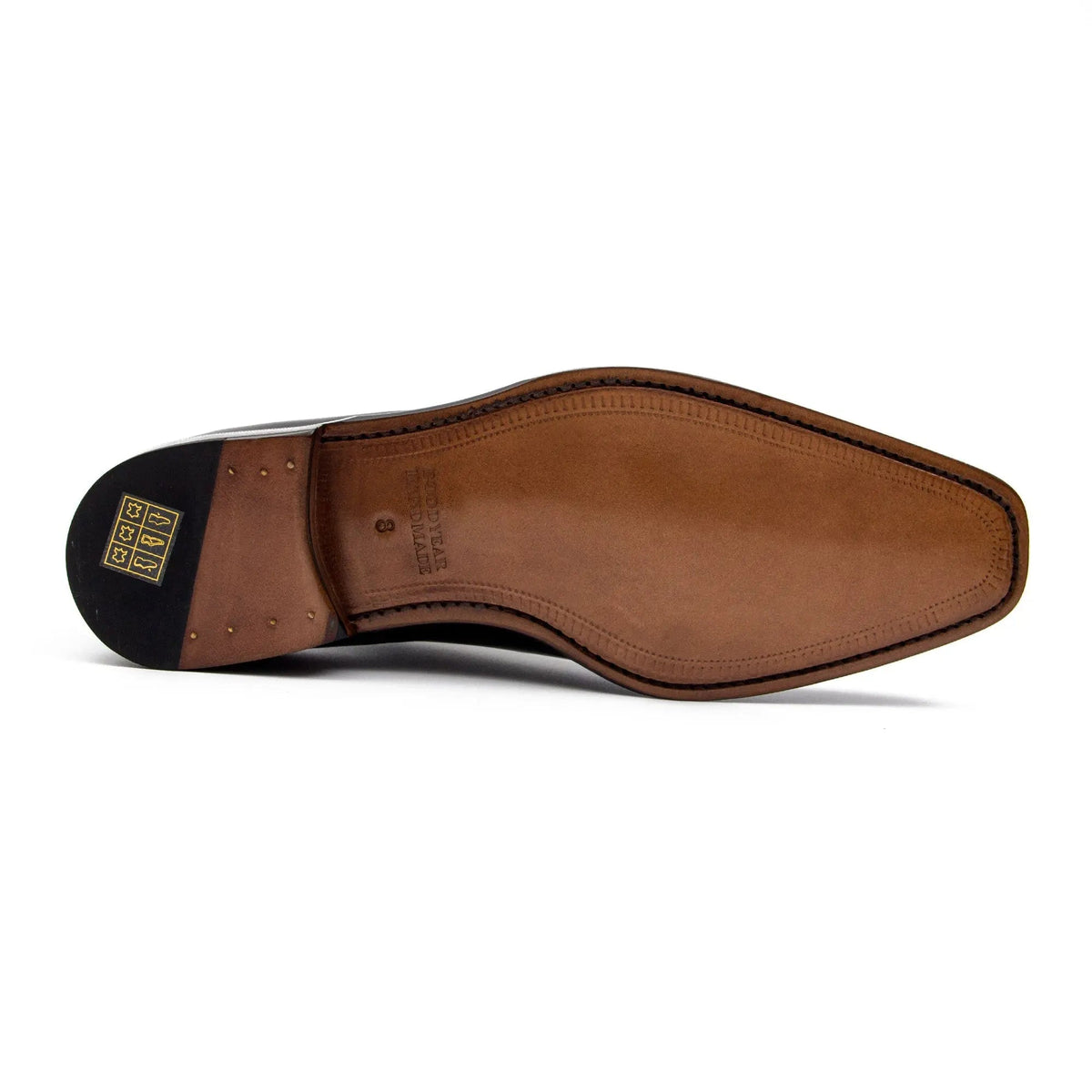 Brown Square-Toe Calf Leather Oxford Shoes