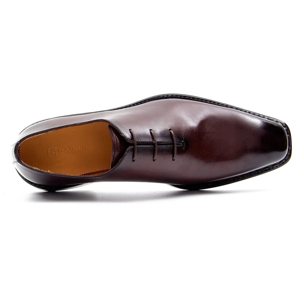 Brown Square-Toe Calf Leather Oxford Shoes