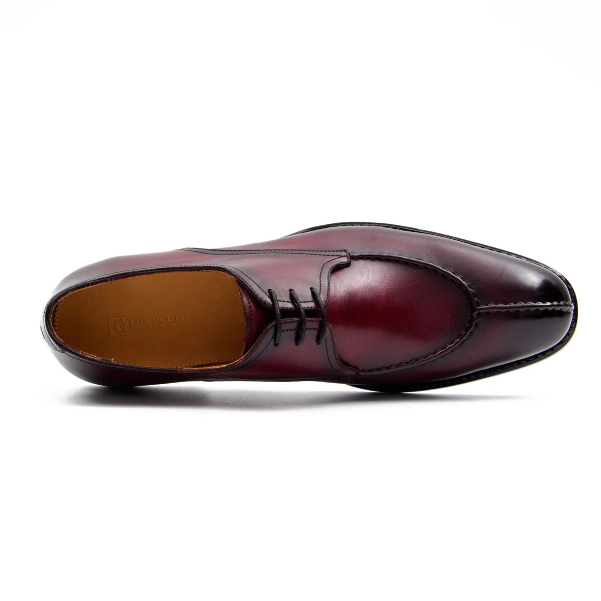 Burgundy Apron-Toe Cow Leather Derby Shoes