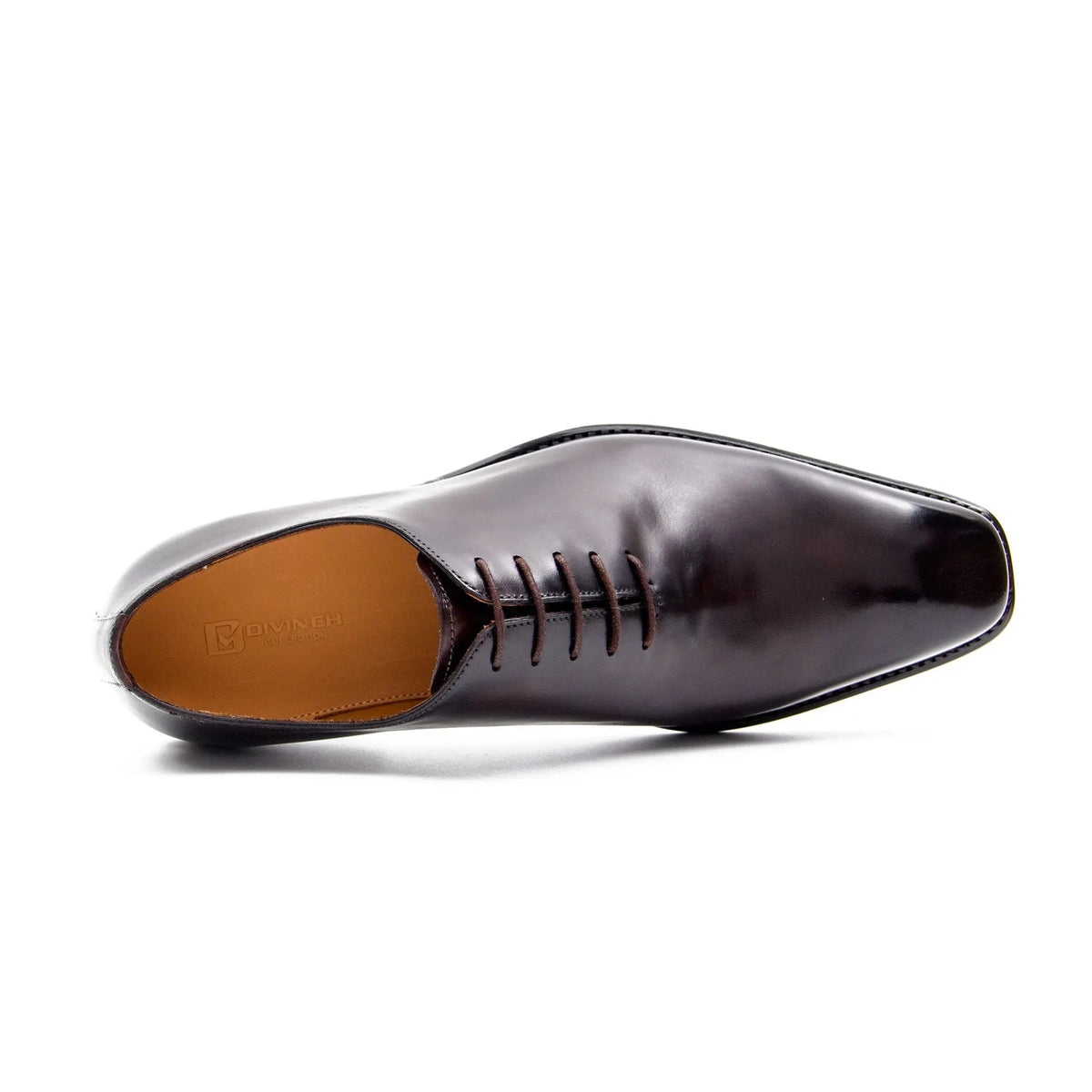 Dark Brown Square-Toe Calf Leather Oxford Shoes