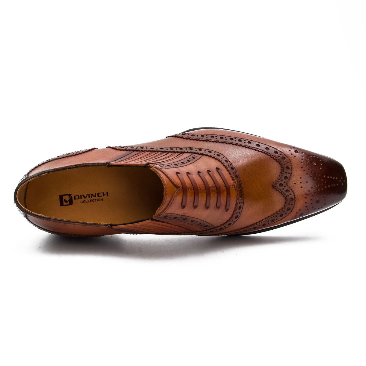 Brown Wingtip Cow Leather Oxford Shoes