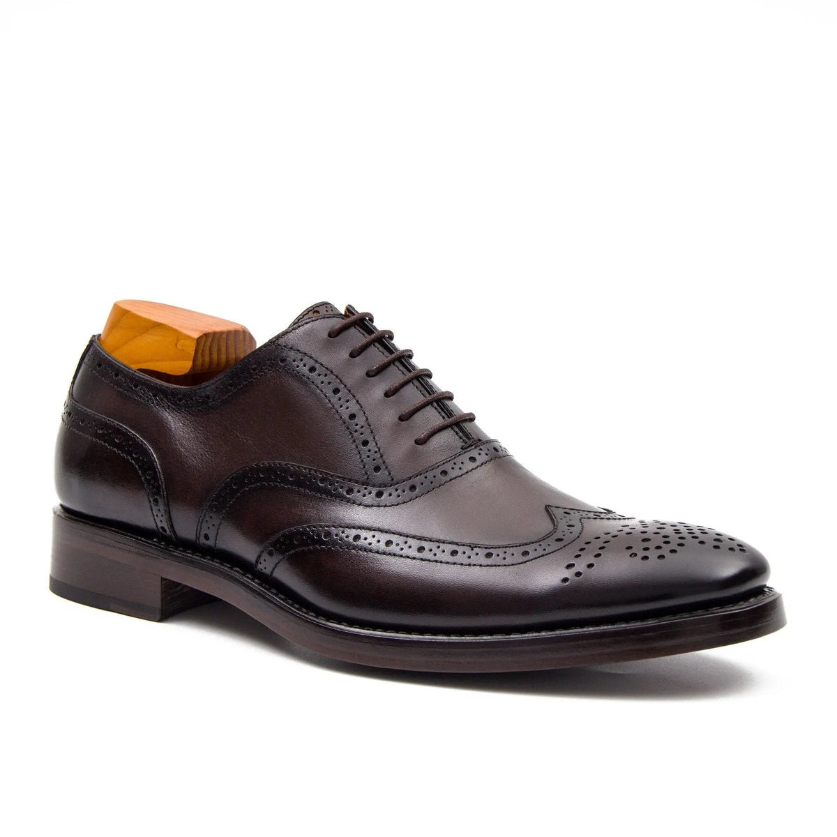 Dark Brown Wingtip Calf Leather Oxford Shoes