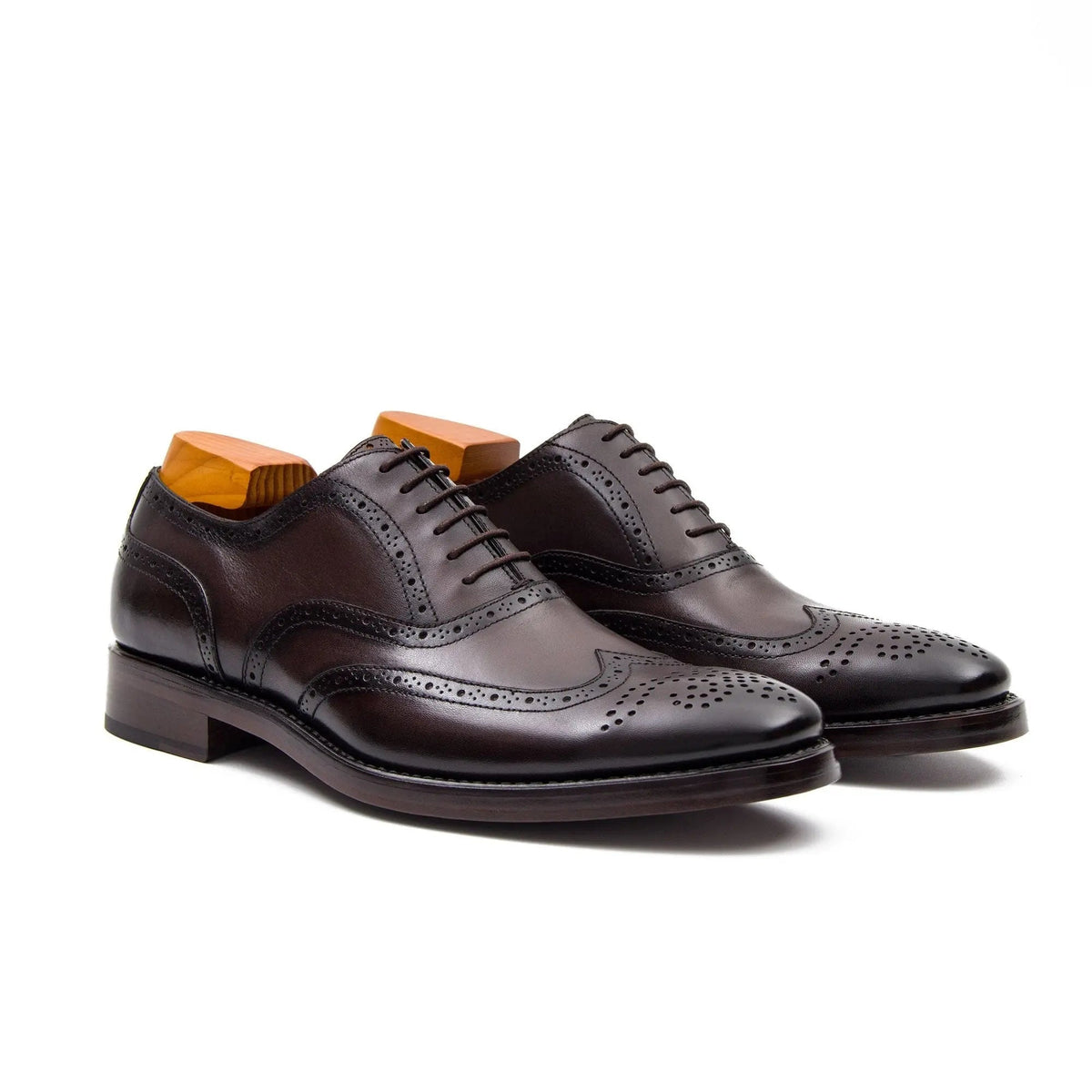 Dark Brown Wingtip Calf Leather Oxford Shoes
