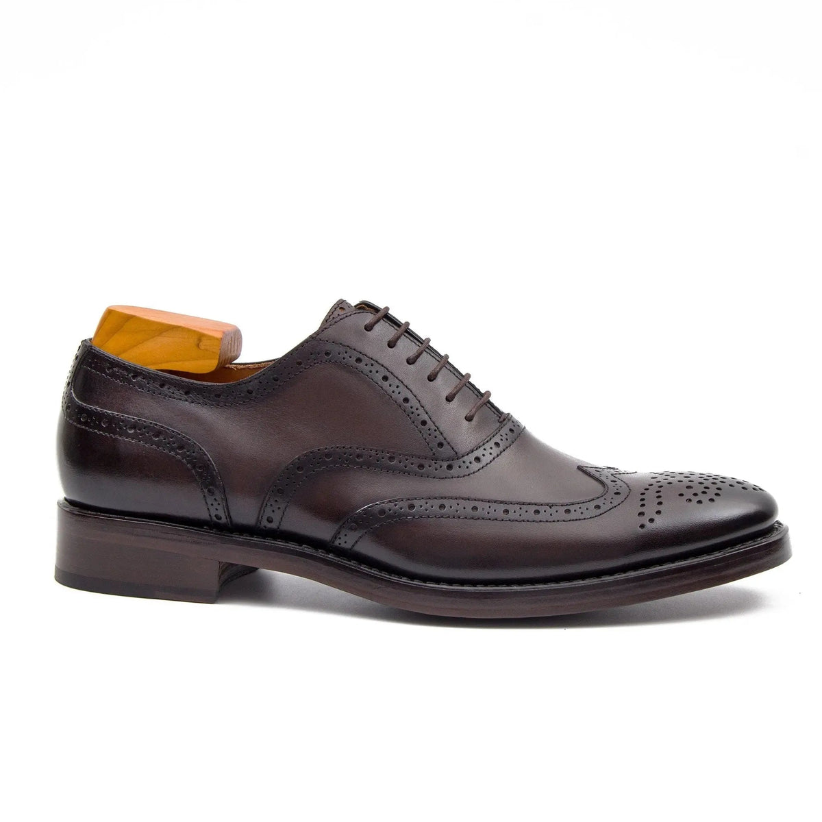Dark Brown Wingtip Calf Leather Oxford Shoes