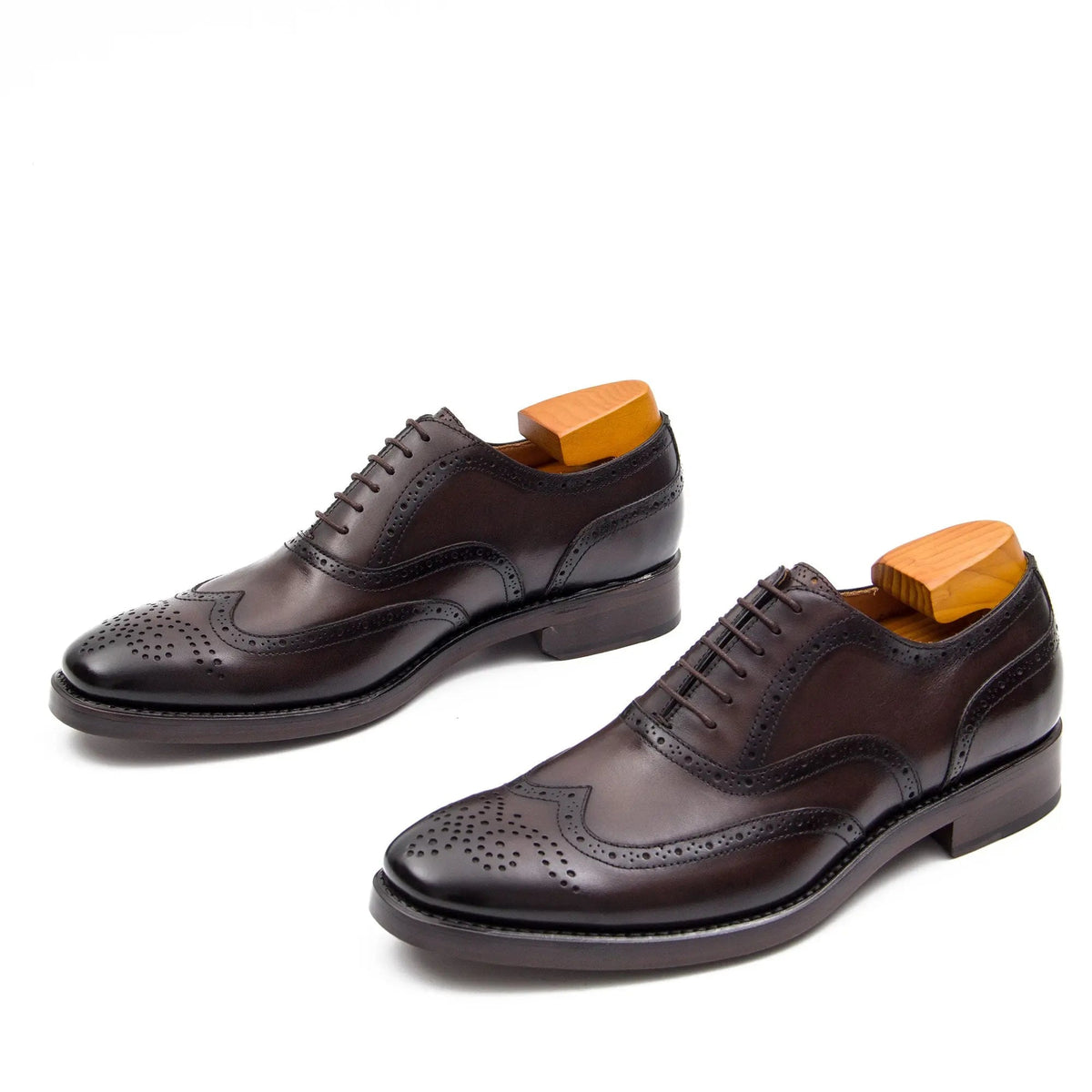 Dark Brown Wingtip Calf Leather Oxford Shoes