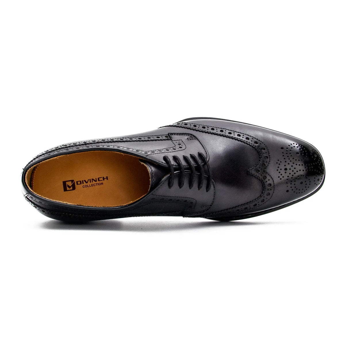 Black Wingtip Cow Leather Derby Shoes