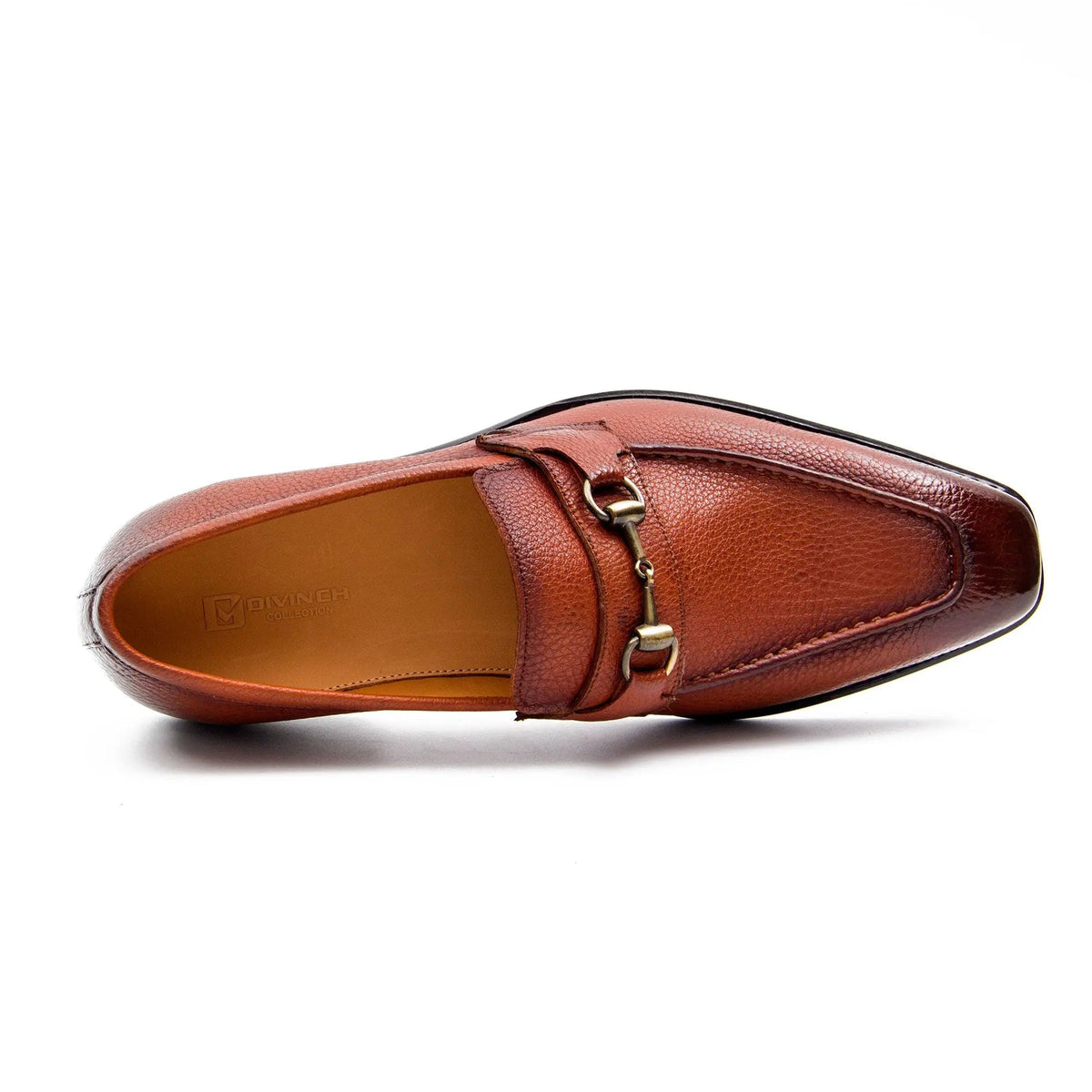 Brown Pebbled Calf Leather Horsebit Loafers