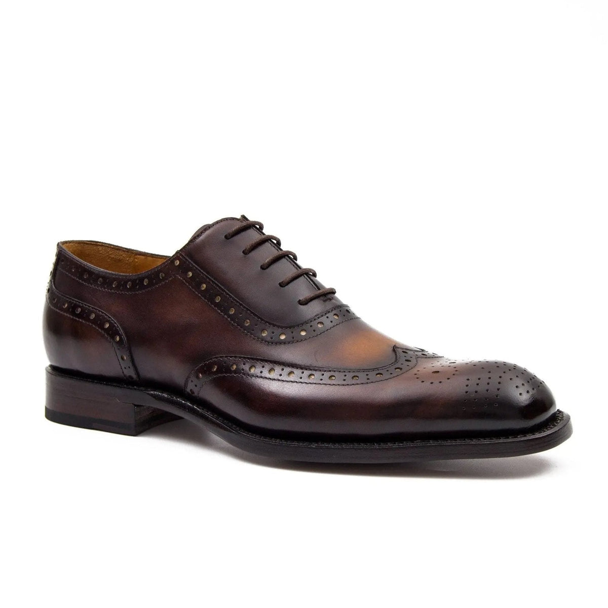Dark Brown Wingtip Calf Leather Oxford Shoes