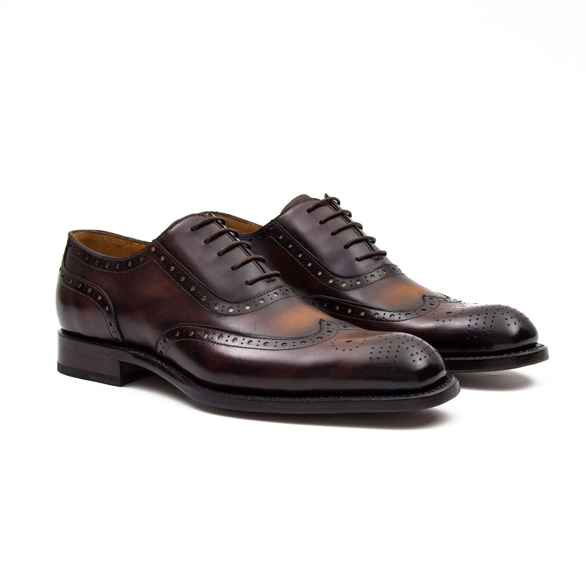 Dark Brown Wingtip Calf Leather Oxford Shoes