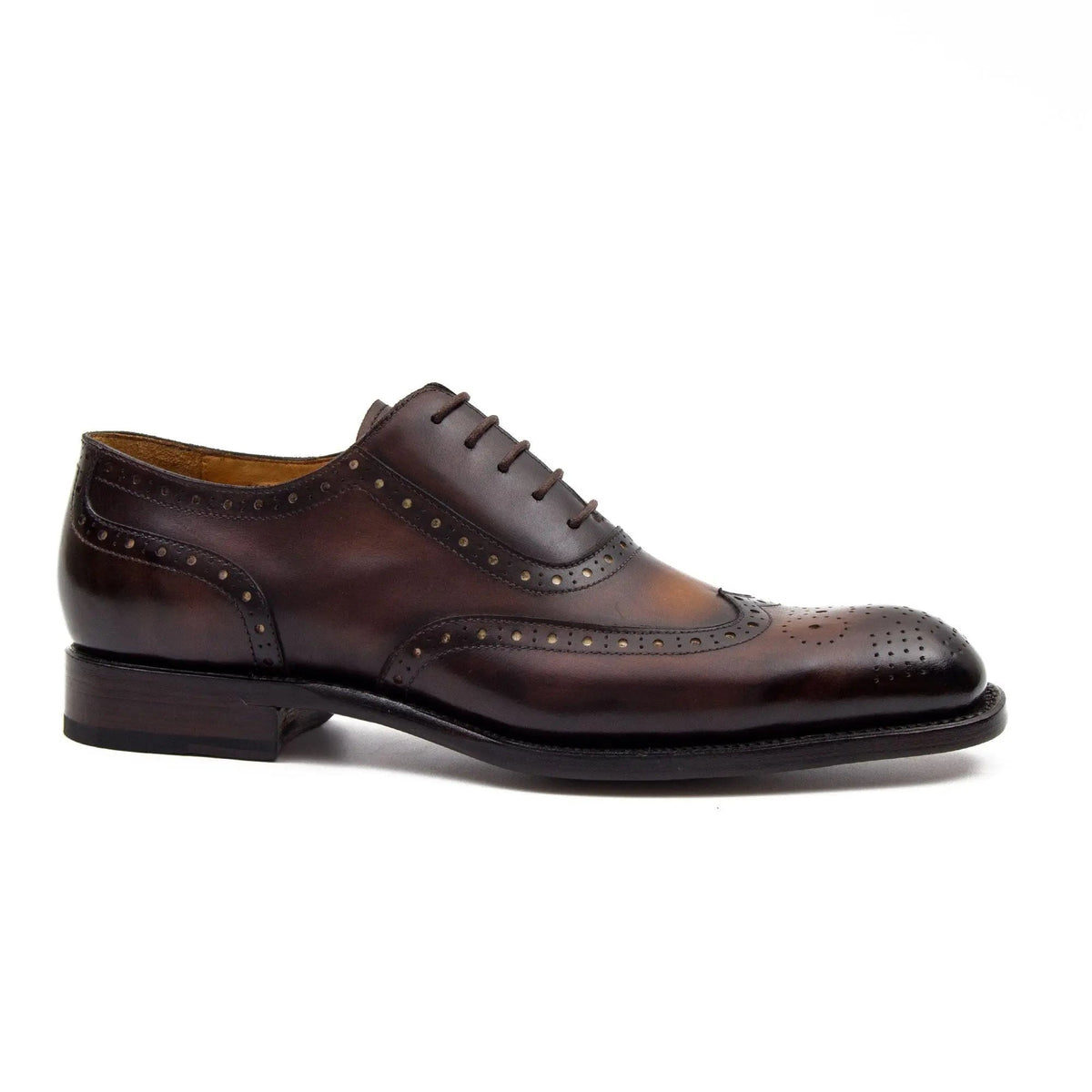 Dark Brown Wingtip Calf Leather Oxford Shoes