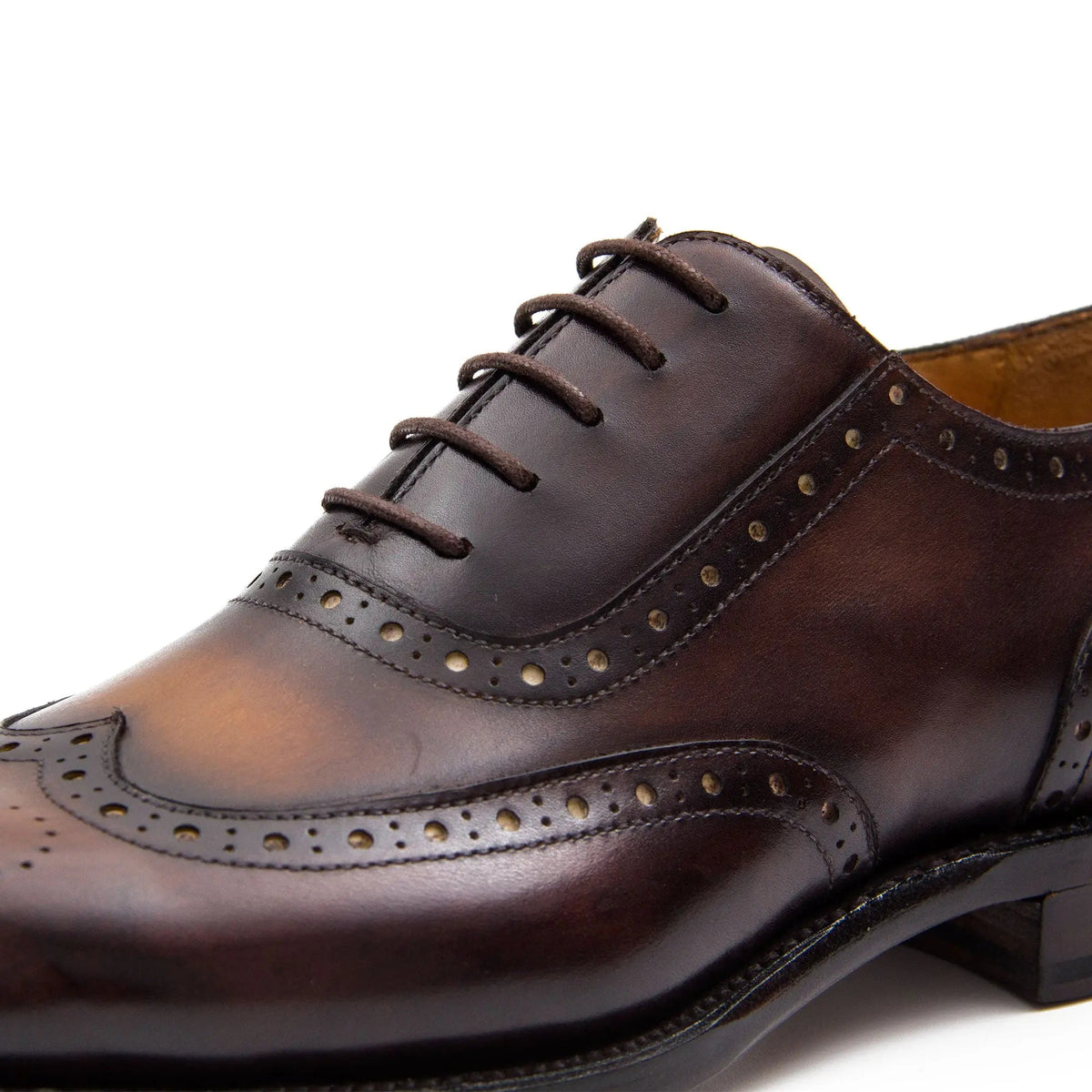 Dark Brown Wingtip Calf Leather Oxford Shoes