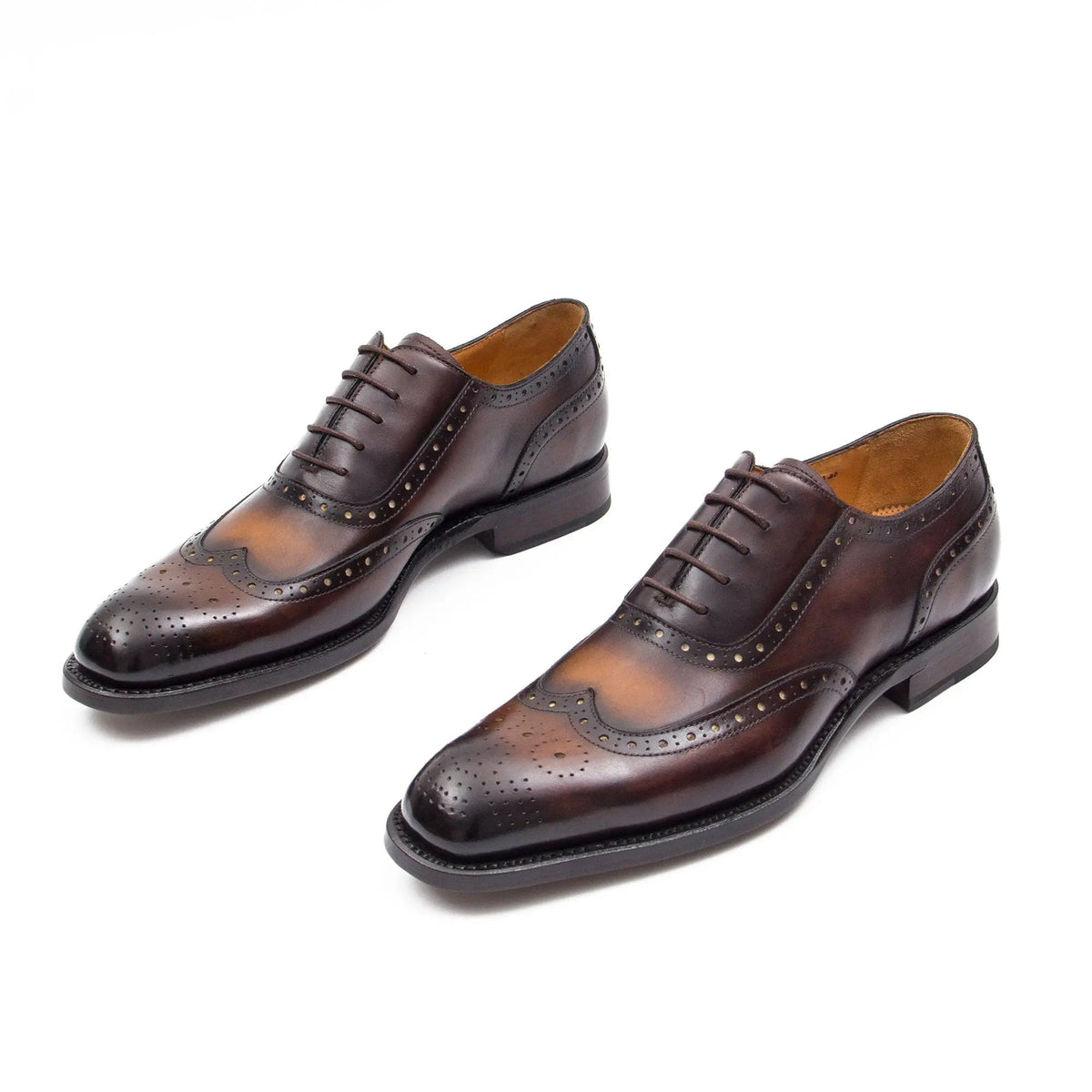 Dark Brown Wingtip Calf Leather Oxford Shoes