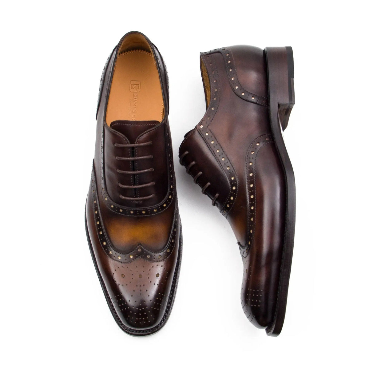 Dark Brown Wingtip Calf Leather Oxford Shoes