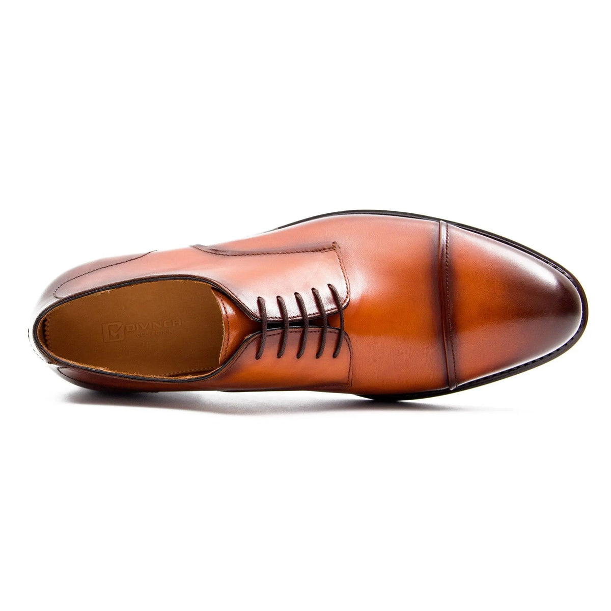 Orange-Brown Cap-Toe Calf Leather Derby Shoes