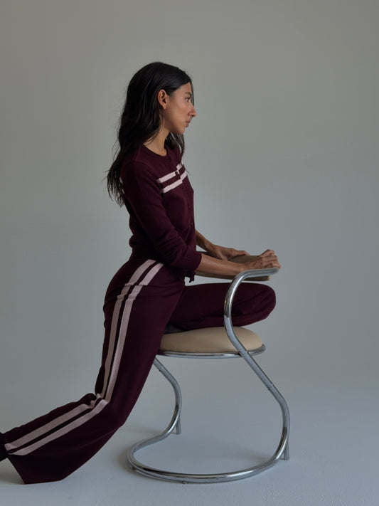 Cashmere Wool Stripe Wide-Leg Pant