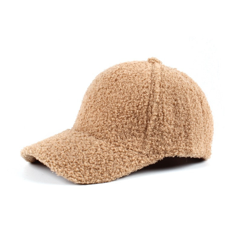 Gorra de béisbol de lana sherpa tipo novio