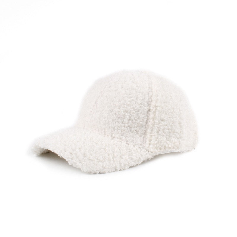 Gorra de béisbol de lana sherpa tipo novio