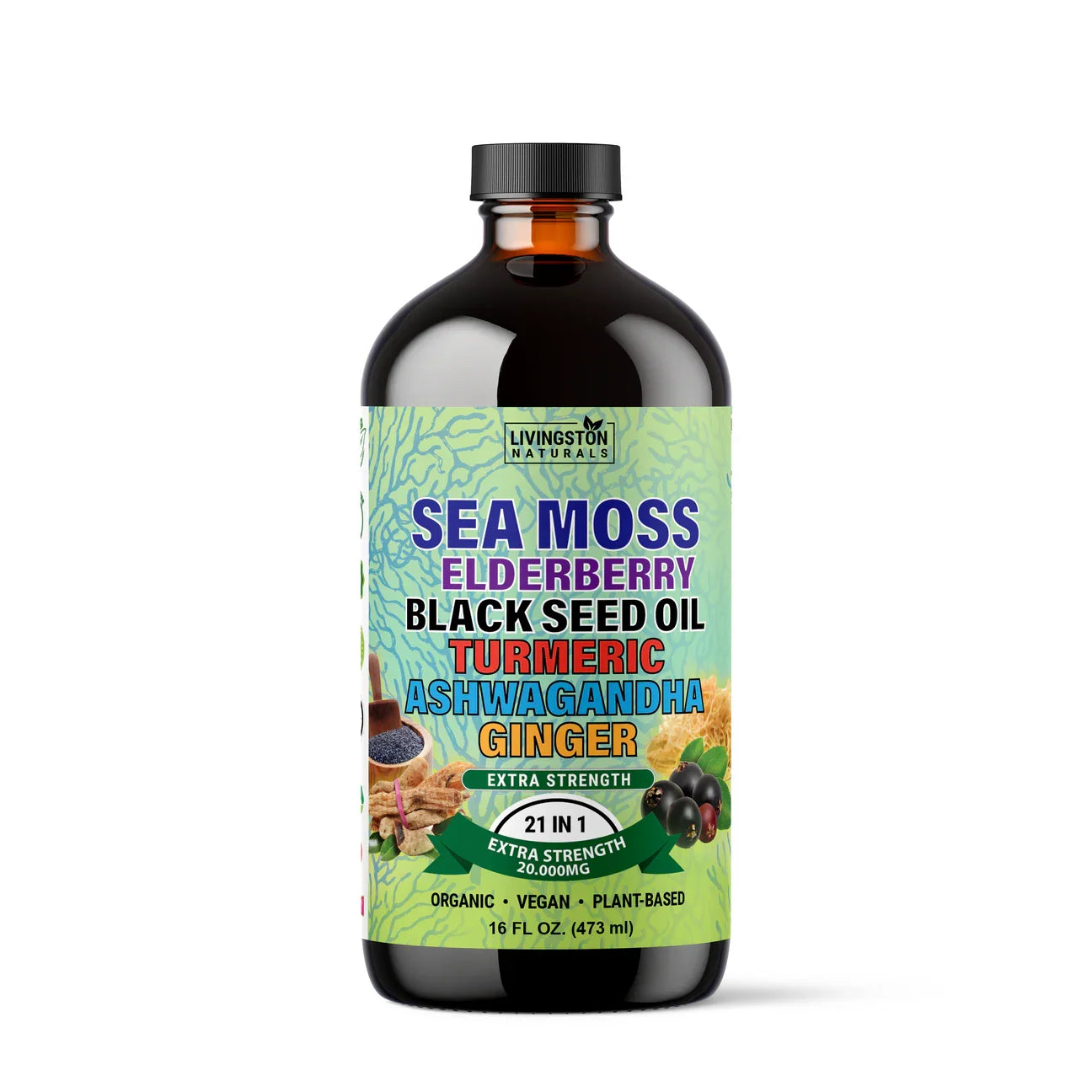 Sea Moss Supreme – 21-in-1 Organic Black Seed, Elderberry & Adaptogen Blend
