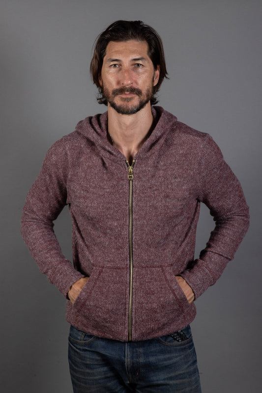 Sudadera con capucha de hombre de punto suave melange con cremallera frontal