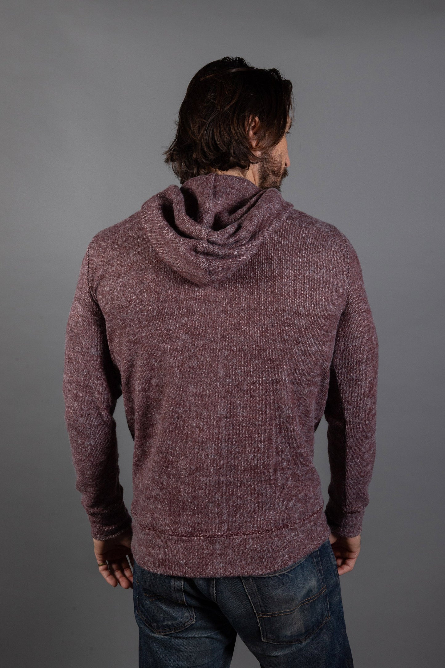 Sudadera con capucha de hombre de punto suave melange con cremallera frontal