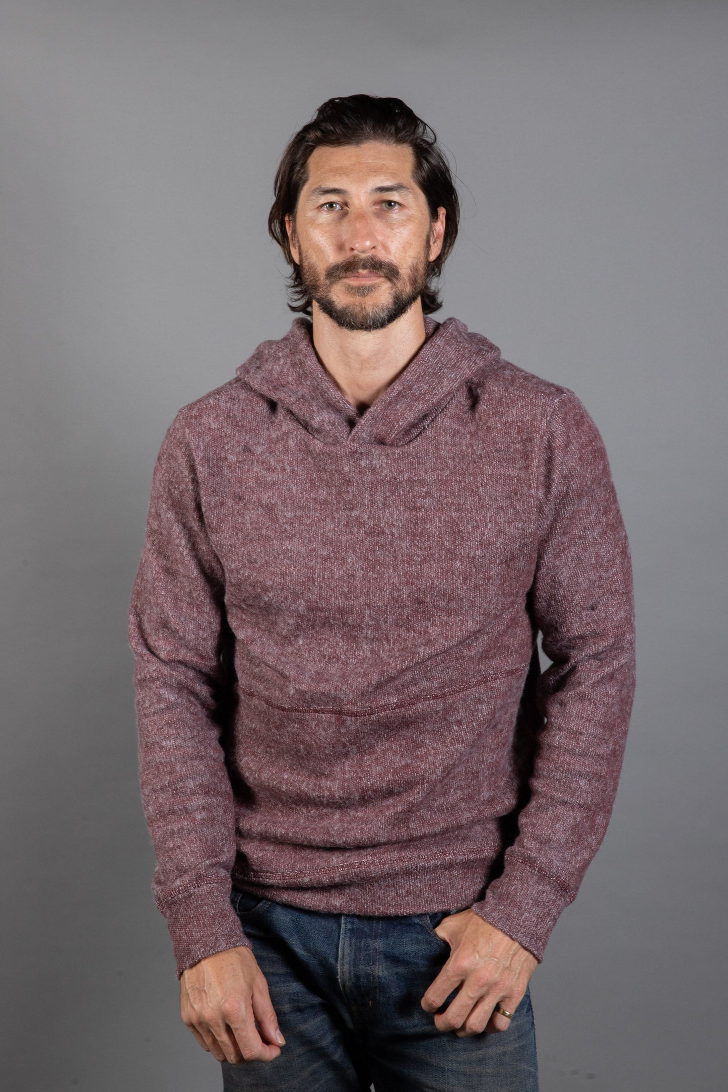 Sudadera con capucha de punto suave jaspeado para hombre