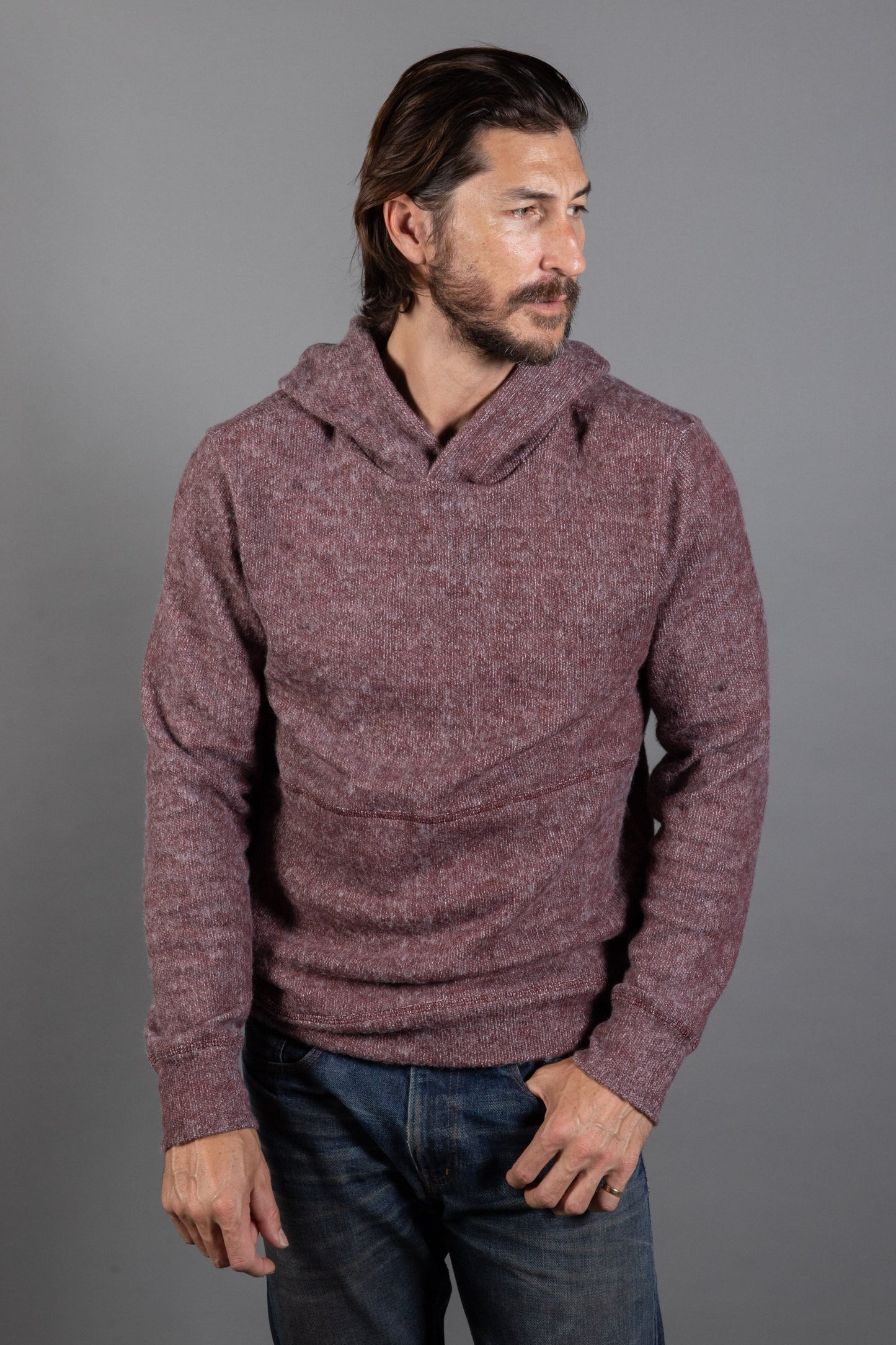 Sudadera con capucha de punto suave jaspeado para hombre