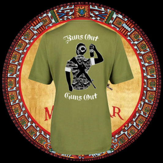 Camiseta verde oliva Buns Out Guns Out de La Línea MEXUSMAR