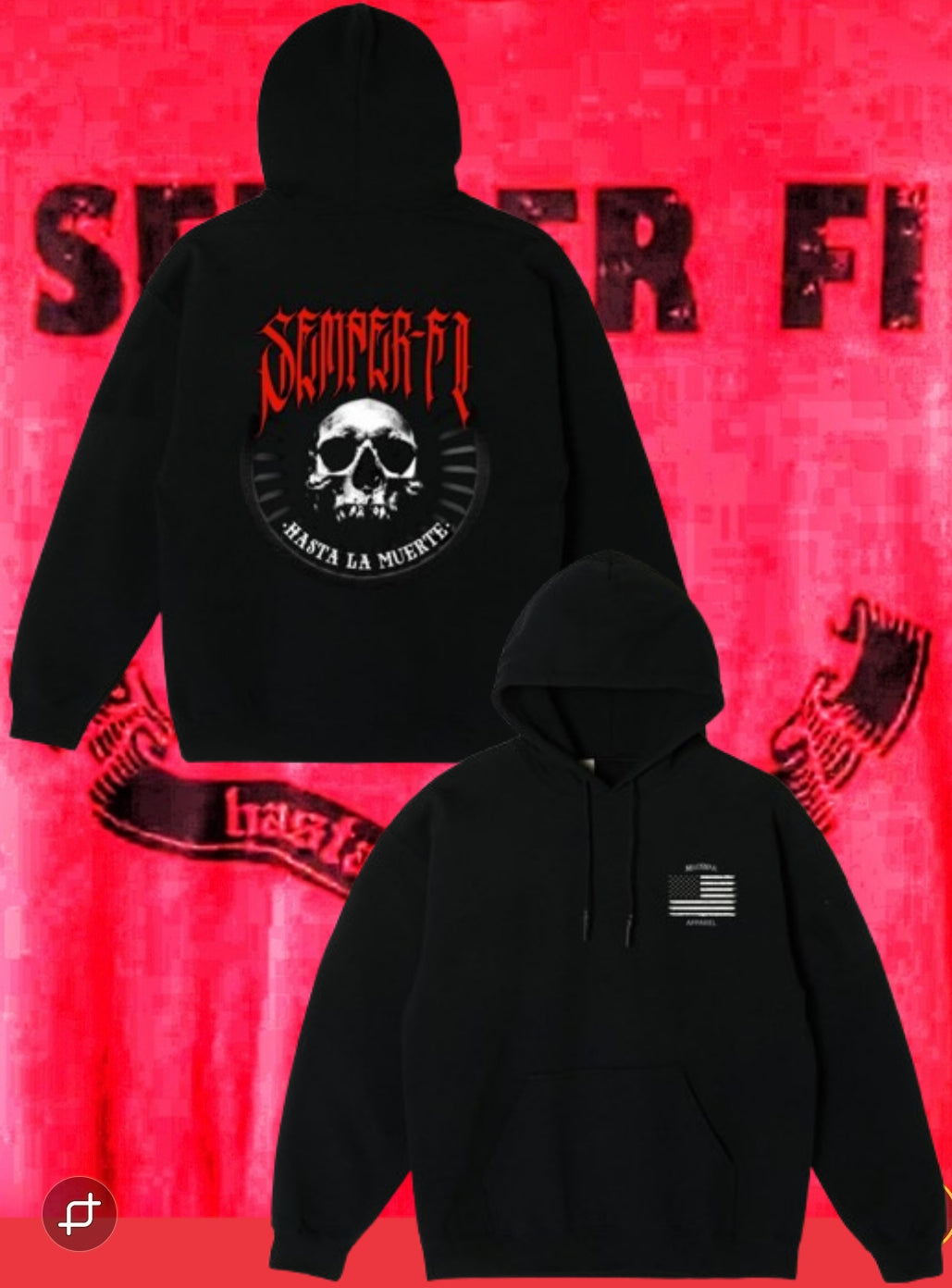 Semper Fi Hasta La Muerte 2.0 Premium Hoodie/Zip-Up Hoodie by La Linea MEXUSMAR