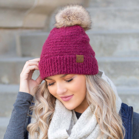 Gorro de lana con pompón ultrasuave C.C®
