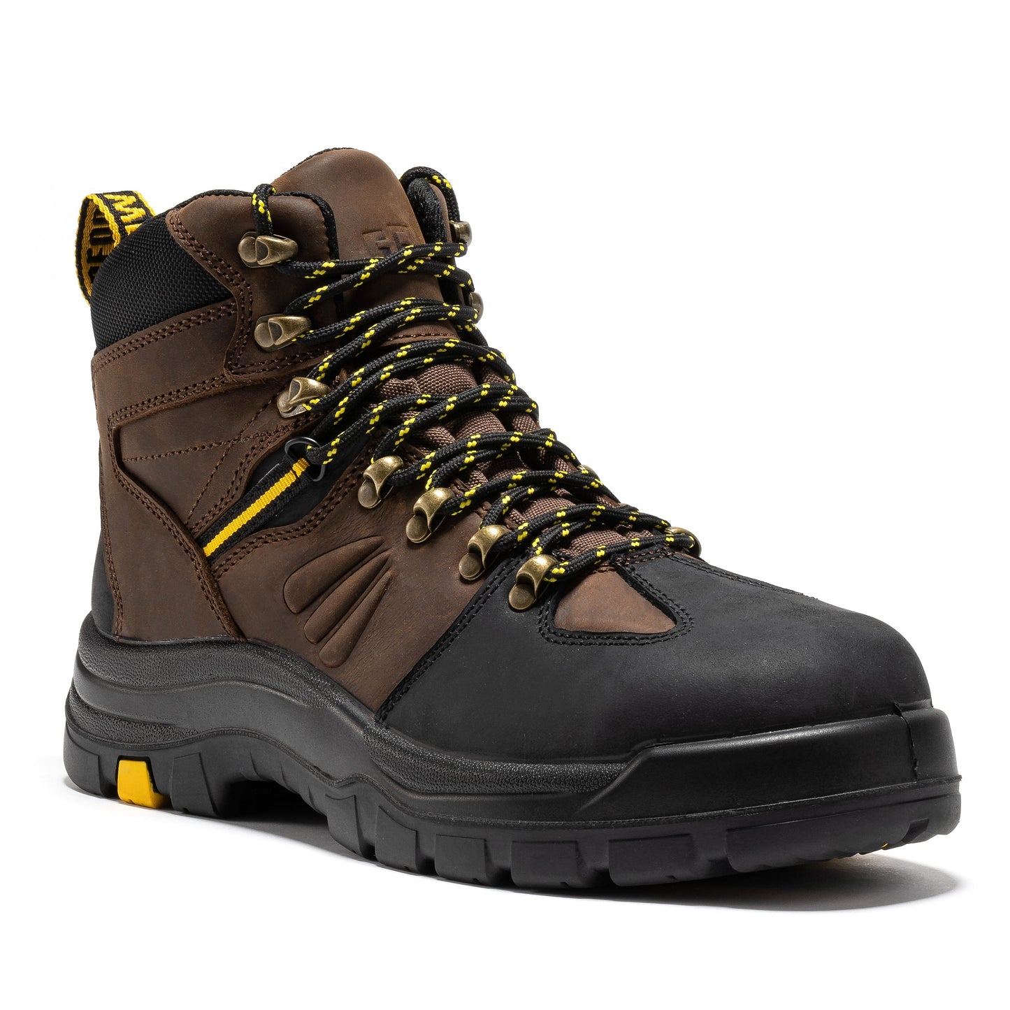 Botas de trabajo de cuero ROCKROOSTER Marfa Brown de 6 pulgadas con puntera de seguridad compuesta y resistentes al agua CP211