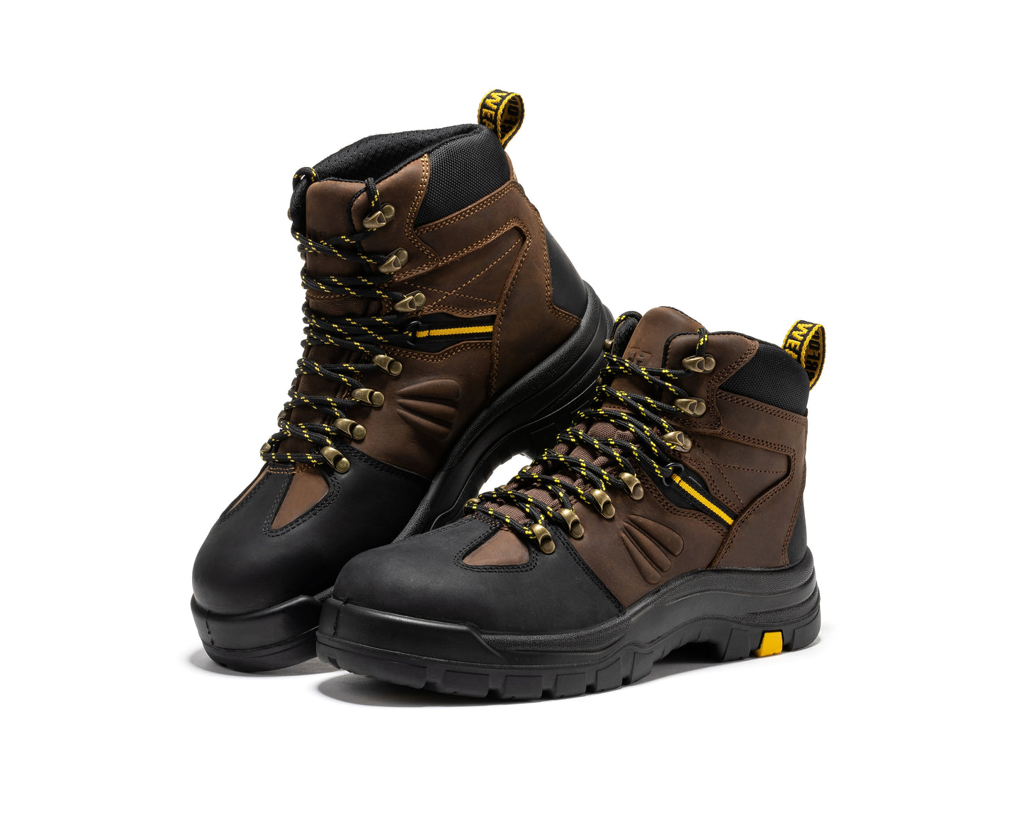 Botas de trabajo de cuero ROCKROOSTER Marfa Brown de 6 pulgadas con puntera de seguridad compuesta y resistentes al agua CP211