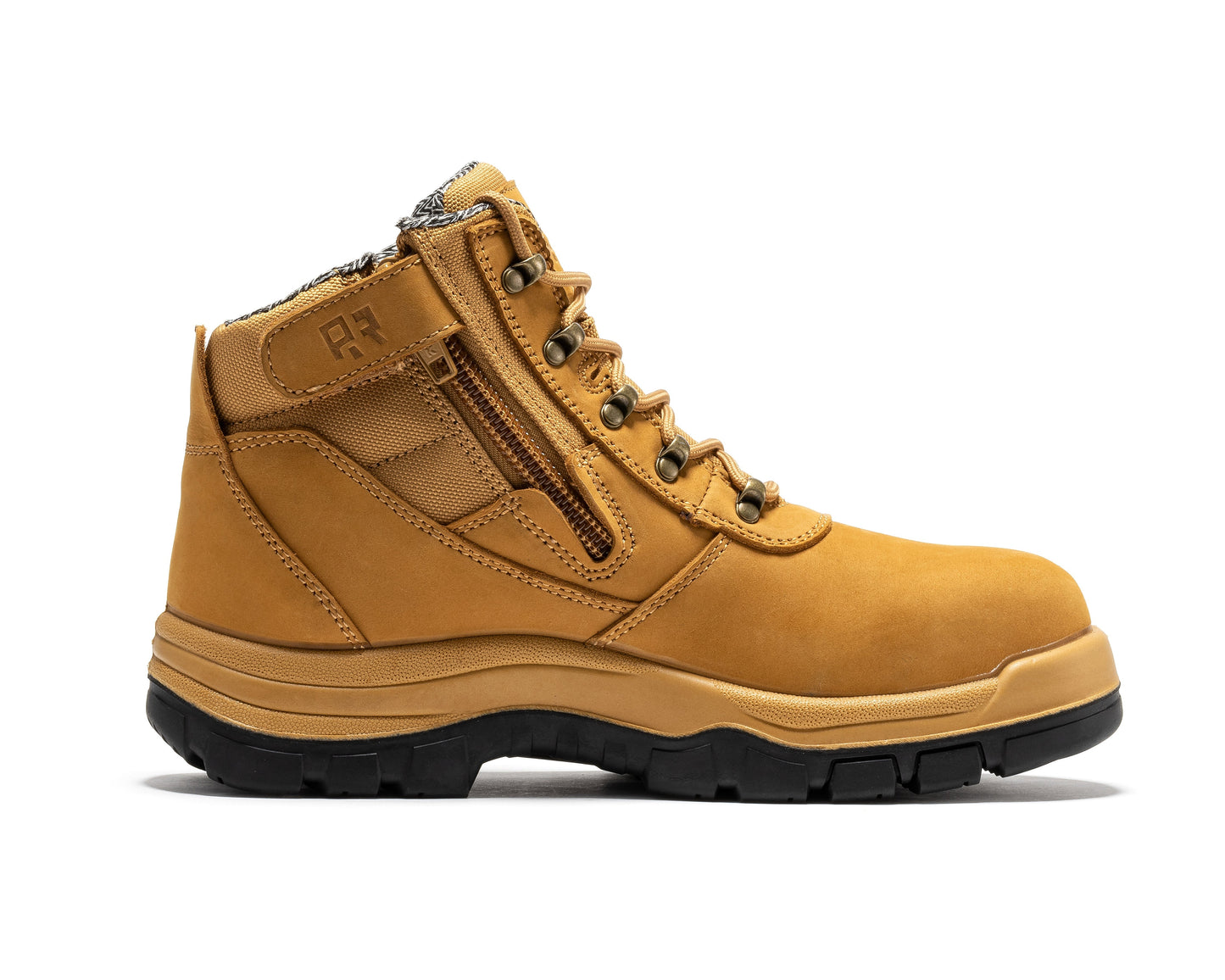 ROCKROOSTER Avalon Negra Botas de Trabajo de Cuero con Cremallera Lateral y Puntera de Composite de 6 Pulgadas CP213BK