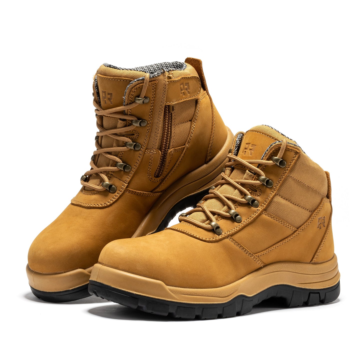 ROCKROOSTER Avalon Negra Botas de Trabajo de Cuero con Cremallera Lateral y Puntera de Composite de 6 Pulgadas CP213BK