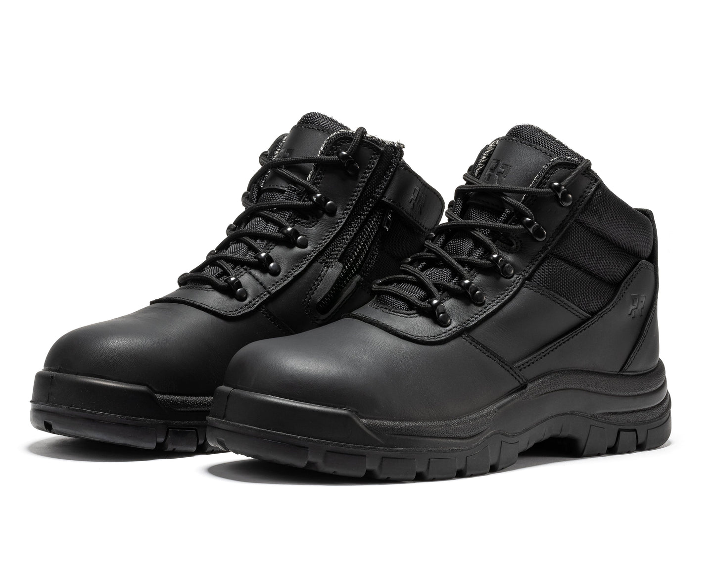 ROCKROOSTER Avalon Negra Botas de Trabajo de Cuero con Cremallera Lateral y Puntera de Composite de 6 Pulgadas CP213BK