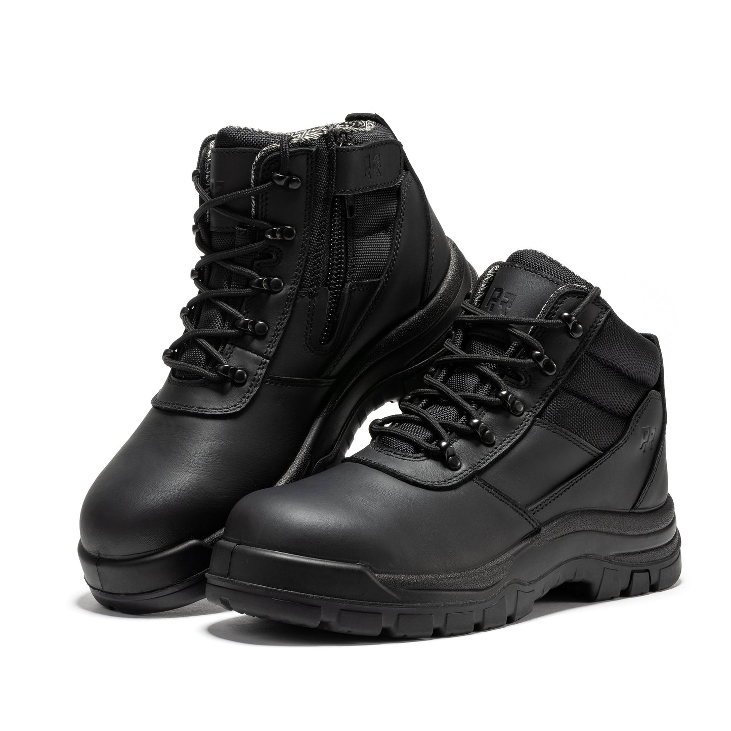 ROCKROOSTER Avalon Negra Botas de Trabajo de Cuero con Cremallera Lateral y Puntera de Composite de 6 Pulgadas CP213BK