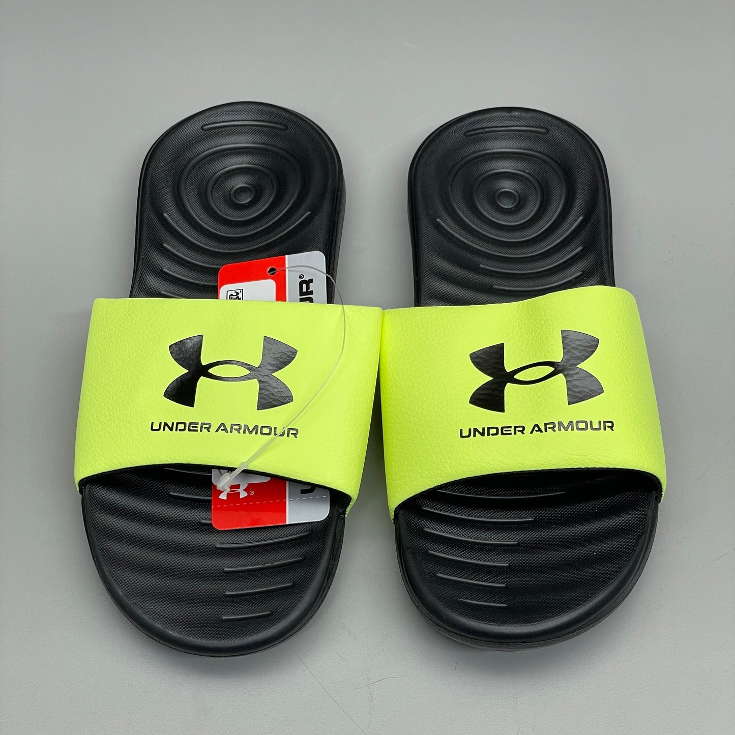 UNDER ARMOUR UA B ANSA FIX Slides Youth Sz 1Y Black/Neon Green 3023789-003 (New)