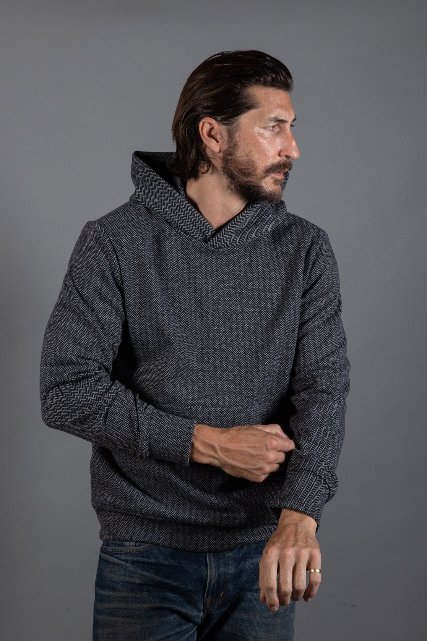 Sudadera con capucha Spencer Herringbone Kangaroo